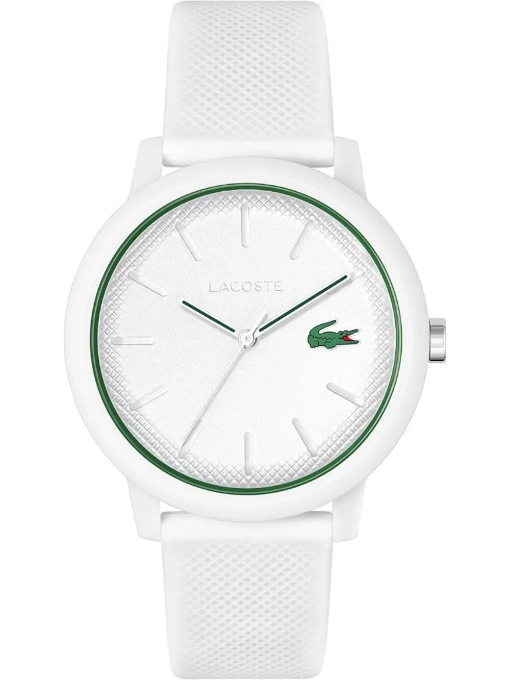 Men's White Rubber Strap Analog Quartz TR90 Case Premium Sporty Round Watch